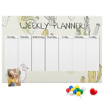 Printed Cork Memo Board Cactus weekly planner