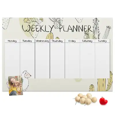 Printed Cork Memo Board Cactus weekly planner