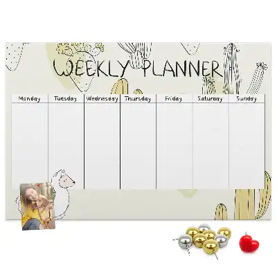 Printed Cork Memo Board Cactus weekly planner