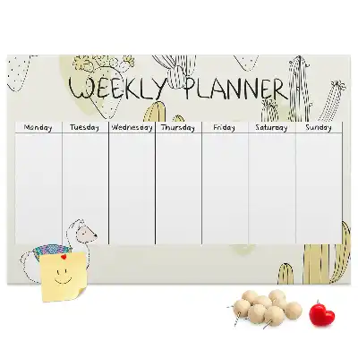 Cactus Printed Cork Weekly Planner Memo Board