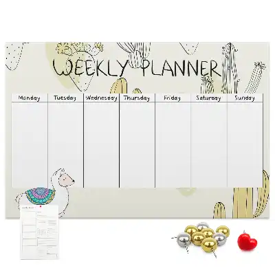 Printed Cork Memo Board Cactus weekly planner