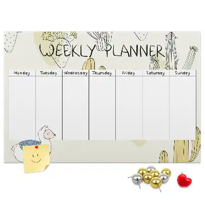 Cactus Printed Cork Weekly Planner Memo Board