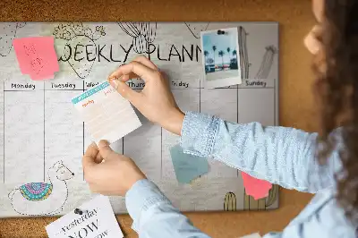 Printed Cork Memo Board Cactus weekly planner