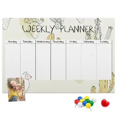 Cactus Printed Cork Weekly Planner Memo Board