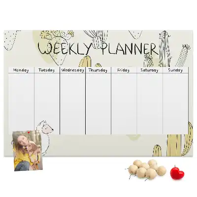 Cactus Printed Cork Weekly Planner Memo Board