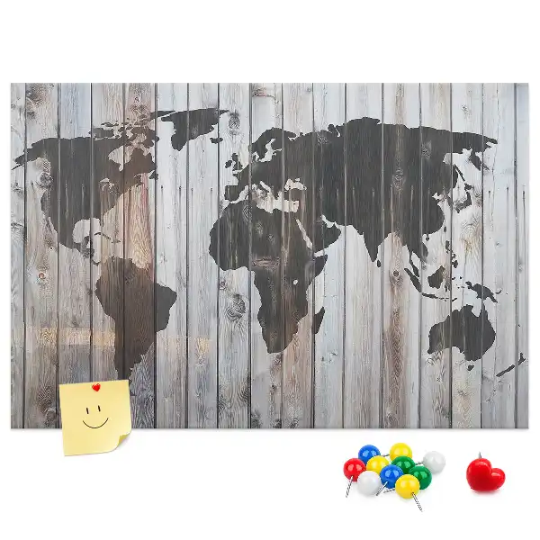 World Map Cork Memo Board