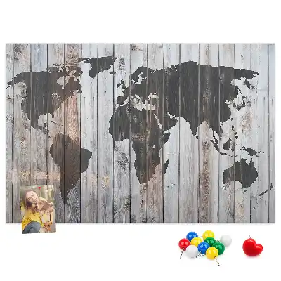 World Map Cork Memo Board