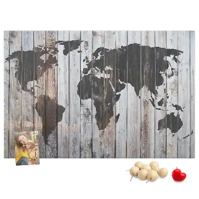 World Map Cork Memo Board