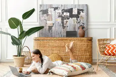 World Map Cork Memo Board