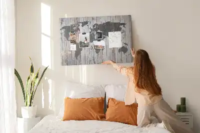 World Map Cork Memo Board