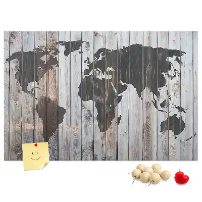 World Map Cork Memo Board