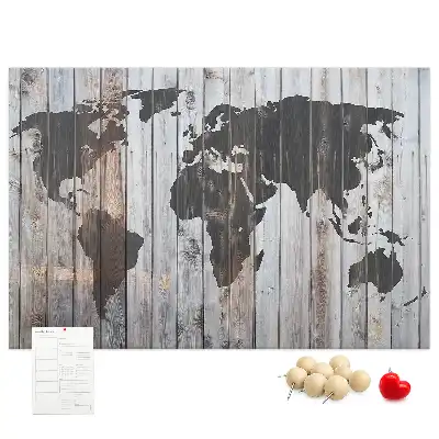 World Map Cork Memo Board