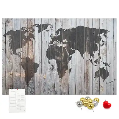 World Map Cork Memo Board