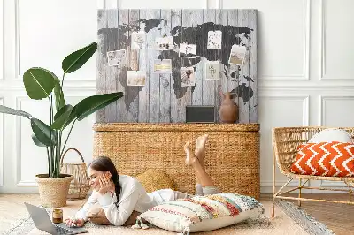 World Map Cork Memo Board