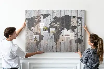 World Map Cork Memo Board