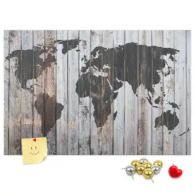 World Map Cork Memo Board