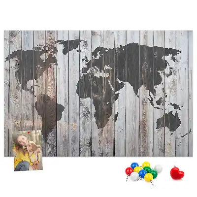 World Map Cork Memo Board