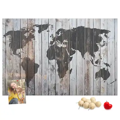 World Map Cork Memo Board