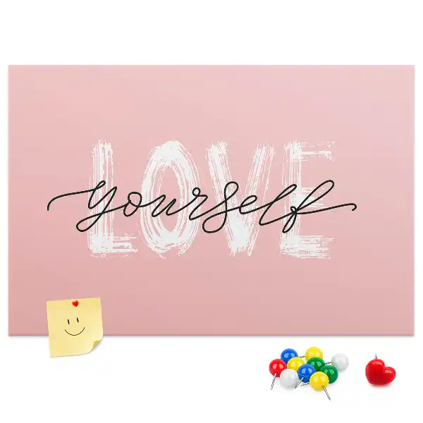 Printed Cork Board with Love Yourself Lettering