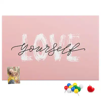 Printed Cork Board with Love Yourself Lettering