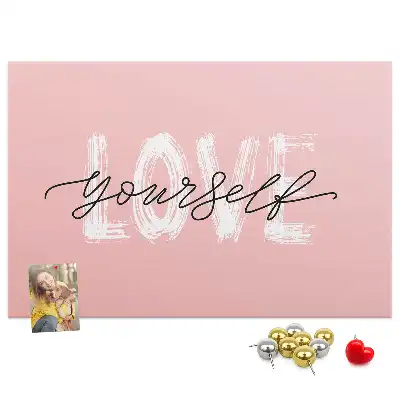 Printed Cork Board with Love Yourself Lettering
