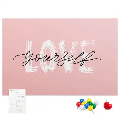 Printed Cork Board with Love Yourself Lettering