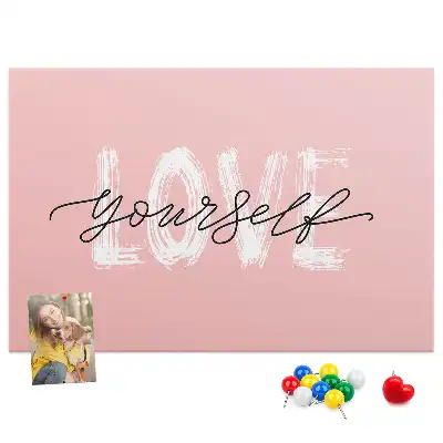 Printed Cork Board with Love Yourself Lettering