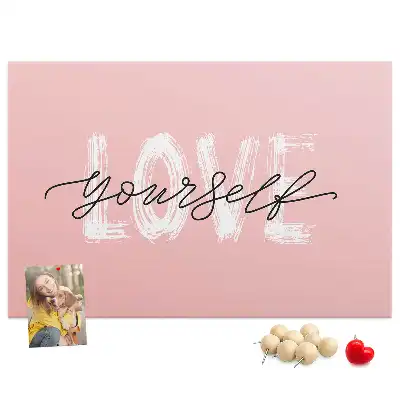 Printed Cork Board with Love Yourself Lettering