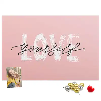 Printed Cork Board with Love Yourself Lettering