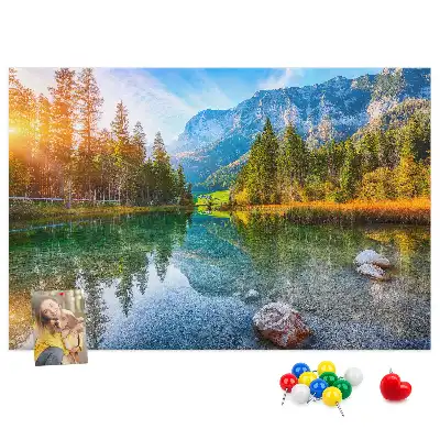 River Mountains Landscape Printed Cork Memo Board