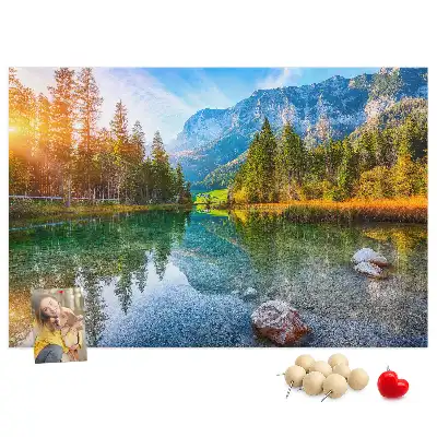 Printed Cork Memo Board River mountains landscape