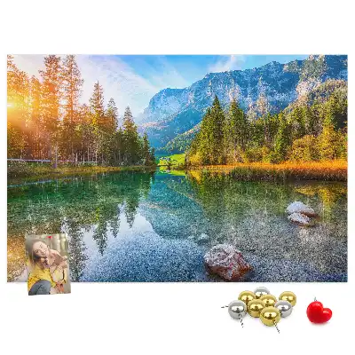 River Mountains Landscape Printed Cork Memo Board
