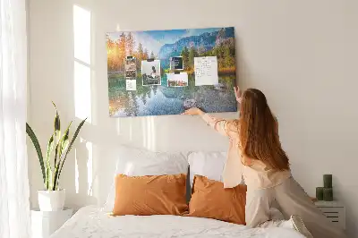 River Mountains Landscape Printed Cork Memo Board