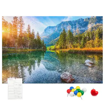 Printed Cork Memo Board River mountains landscape