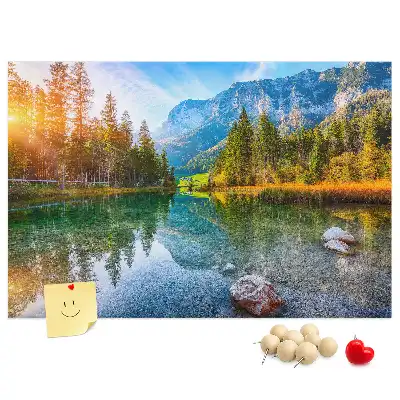 River Mountains Landscape Printed Cork Memo Board