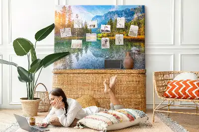 River Mountains Landscape Printed Cork Memo Board