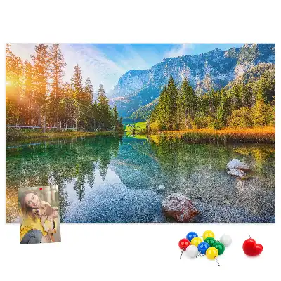 Printed Cork Memo Board River mountains landscape