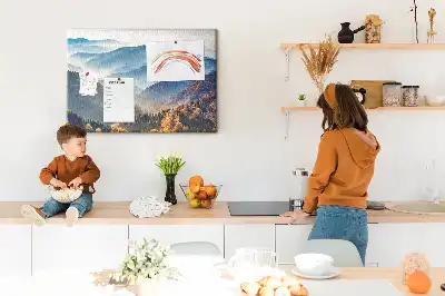 Printed Mountain Landscape Cork Memo Board