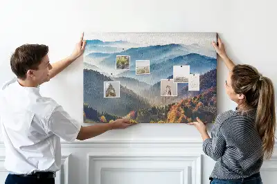 Printed Mountain Landscape Cork Memo Board