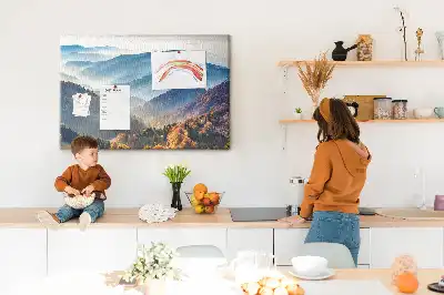 Printed Mountain Landscape Cork Memo Board