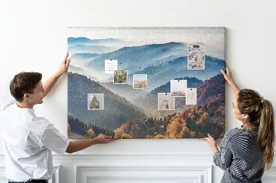 Printed Mountain Landscape Cork Memo Board