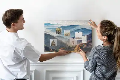 Printed Mountain Landscape Cork Memo Board