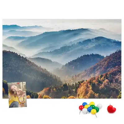 Printed Mountain Landscape Cork Memo Board