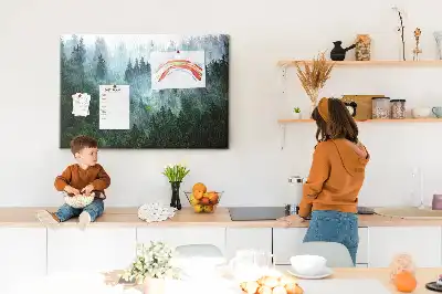 Cork memo board Misty forest