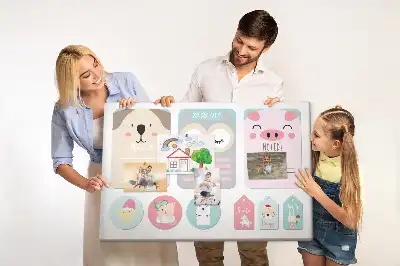 Cork memo board Happy animals
