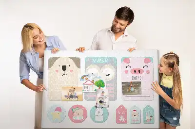 Cork memo board Happy animals