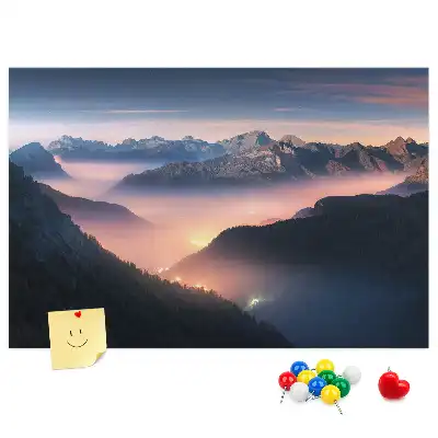 Mountain Peaks Landscape Printed Cork Board