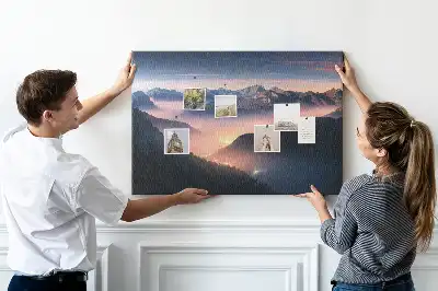 Printed Cork Board Mountain peaks landscape