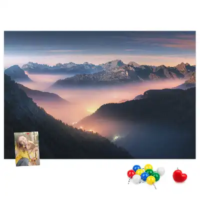 Mountain Peaks Landscape Printed Cork Board
