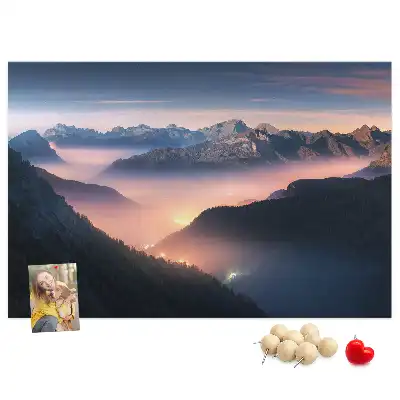 Mountain Peaks Landscape Printed Cork Board